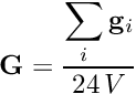 \[ \mathbf{G} = \frac{\displaystyle\sum_i \mathbf{g}_i}{24\,V} \]